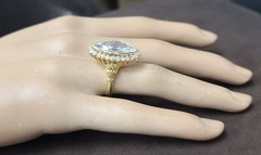 Vintage 18k Yellow Gold Engagement Ring 5.06ct.Lab-Grown Marquise Euro Diamond