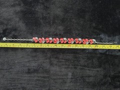 LISNER Signed RED Thermoset Leaves Berries Silver Tone Choker Necklace Vintage