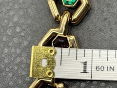 VTG 80s SWAROVSKI SWAN Gold Tone Hexagon Link Bracelet Green Purple Red Crystal