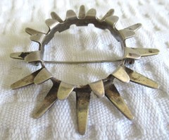 Vtg Mid Century Norway Plus Studio Tone Vigeland Sterling Sunburst Brooch Pin