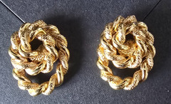 Vintage Monet Marked Twist Goldtone Wound Oval stud – signed on back