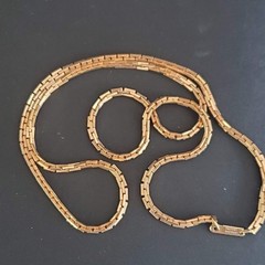 Sarah Coventry VTG Gold Tone Brick Link Chain Necklace 24 Inch Patent 3427691