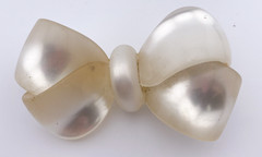 Moonglow Pastel Blue And White Lucite Bow Ribbon Twist Brooches Set Of 2