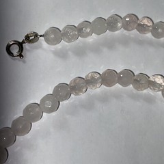 Necklace Choker Rose Quartz Cultured 7mm Pearl Sterling Italian Unused Faceted