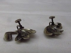 Vintage Danecraft Sterling Silver Swirl Shaped Screw Back Earrings 1.25″ #729