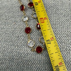 Vintage Necklace 34 Inch Bracelet Size 6.5 Red Clear Open Bezel Crystals