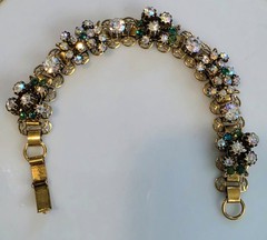 Vintage Signed Florenza Victorian Revival Rhinestone Bracelet 1950-1960s 6.5