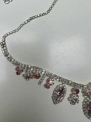 EISENBERG ICE Vintage Silver Tone Pink Rhinestone Crystal Choker Necklace