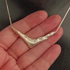 Freeform Modernist Sterling Silver Necklace Artisan Sculptural V OOAK Hadamard