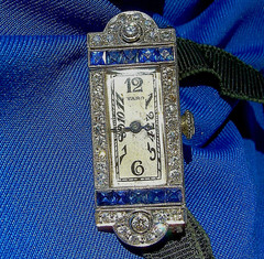 ORIGINAL Art Deco Raymond YARD Antique Diamond Sapphire Platinum Gatby era Watch