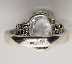 Vintage Elegant RING Silver 925 with Big Bright Stone -size: 8.25US (18mm) | #91