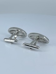 Vintage Swank hematite cufflinks long oval open silver tone design 3/4″