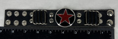 Big Red Star Silver Metal & Leather Snap Bracelet Rocker Style 9″ Long Women’s