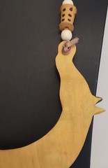 Vintage Giraffe-shaped Pendant Statement Necklace Wood Leather African Folk Art