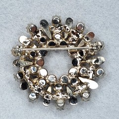 Vintage Rhinestone Brooch Enamel Champagne Sparkles Silver Tone 1.5″