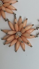 MCM Peachy Pink Large Triple Floral Statement Necklace