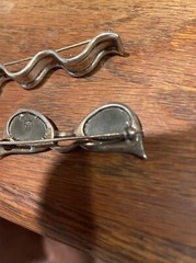 Sterling Cats Eye Sun Glasses Pin + Ribbon Pin Mexico 92.5 Both Well Made