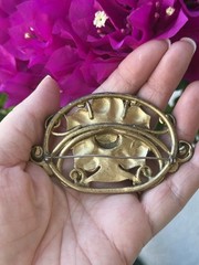 Vintage Large Gold Tone Art Nouveau Style Floral Brooch Sash Pin 3.5 X 2 1/4″