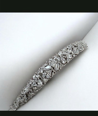 Vintage Sterling Silver 925 Cluster Gemstone Tennis Bracelet 7.5″