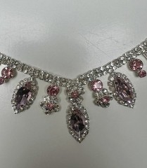 EISENBERG ICE Vintage Silver Tone Pink Rhinestone Crystal Choker Necklace