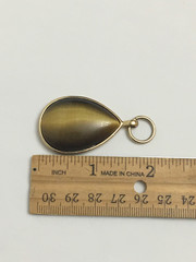 Tiger Eye Stone Pendant With Gold Tone