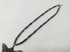 Boho Art Nouveau Goddess Butterfly Bronze Tone Beaded Necklace Jasper Hematite