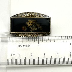 Vintage Pierre Bex Dried Flower Brooch French Art Deco Revival Trombone Clasp
