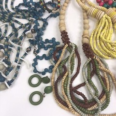 Vintage Lot Tribal Boho Jewelry wood beads metal mod boho statement 1 lb