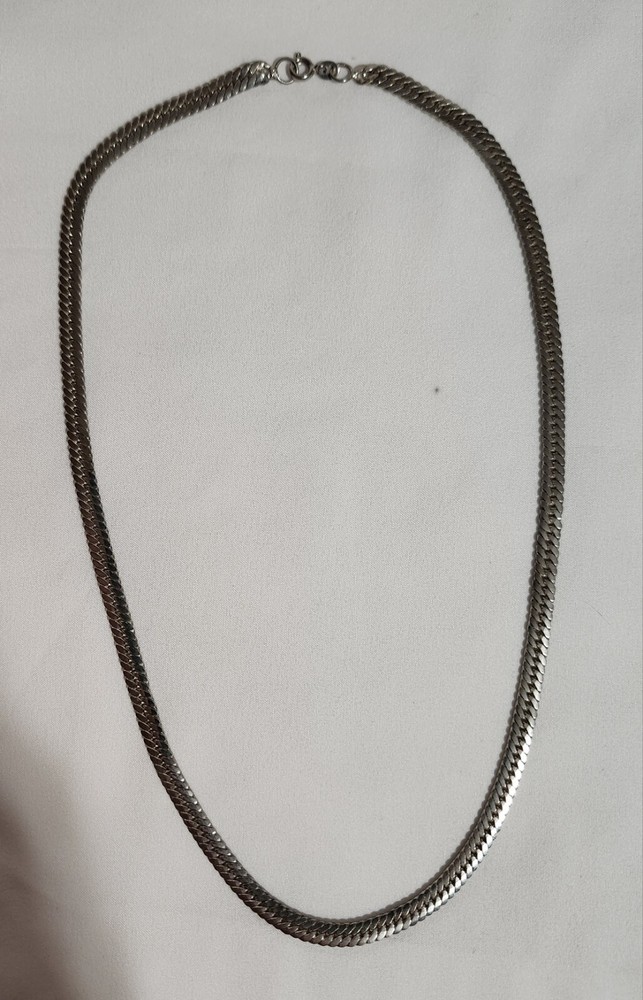 925 Sterling Silver Herringbone Chain Necklace Vintage 20.25″ 24.87g 5.2mm