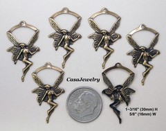 #0449 ANTIQUED GOLD PIXIE/NYMPH W/TOP HANG RING – 6 Pcs
