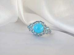 Vintage Sterling Silver 925 Sleeping Beauty Blue Topaz Ring Size 7
