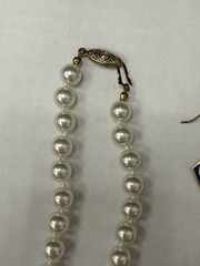 Vintage Costume Jewelry Lot Faux Pearls Enamel Earrings Bracelets Necklace (8p)
