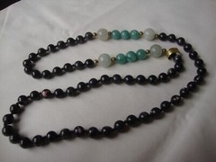 VINTAGE 1980s HAND KNOTTED 12 10 & 8MM GEMSTONE BEAD ENSEMBLE ENDLESS NECKLACE