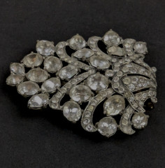 Very Large 1930s EISENBERG Original 3″ Crystal Rhinestone Fur Clip Brooch Signed
