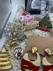 Huge Lot Of Pins, Costume Jewelry , Earrings And One Keychain