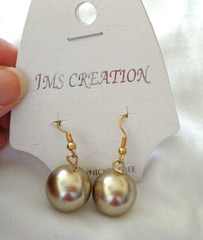 RETRO BUT NEW ON CARD JMS SATIN MUTED GOLD TONE BALL EARRINGS PIERCED DANGLE