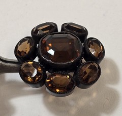 Vintage Schreiner Dark Topaz Rhinestone Button Twisted Shank