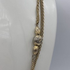 Vintage Long Gold Tone Beaded Chain Necklace 54” Station Necklace Layering