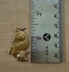 Vintage Raw Brass Sleeping Long Hair Cat Stamping 35x20mm Flat Back Jewelry Find