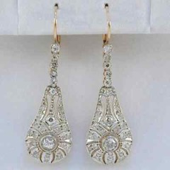 2.95Ct Art Deco Style Lab Created Diamond Wedding 14K White Gold Finish Earrings