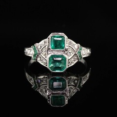 Art Deco 2.50CTW Green Asscher Cut CZ & Vintage Style Wedding Ring In 925 Silver