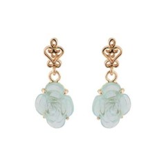 Vintage Estate 1940 Hand Carved 4.00ct Natural Aqua Flower Dangle Earrings
