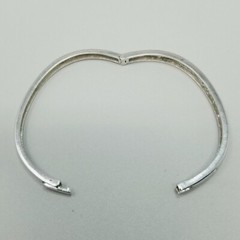 Vintage Sterling Silver Hinged Bangle Bracelet, Rhinestone Inset