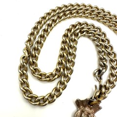 Vintage Victorian Revival gold tone hand pendant 17″ curb link chain necklace