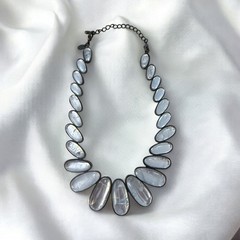 Vintage Kiam Family Rock Clear Crystal Hematite Statement Necklace