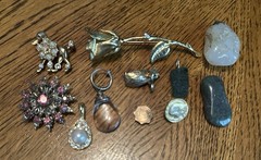 Vintage Small Costume Jewelry Scrap For Crafts Repurpose Rhinestones Faux Pearls