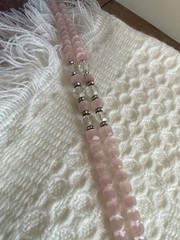 💎 VINTAGE 52″ PINK CAT’S EYE GLASS HAND-KNOTTED OPERA STRAND NECKLACE (105g) 💎