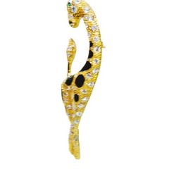 Vtg Giraffe Brooch 6″ Rhinestones Gold Tone Black Enamel Africa Figural Safari