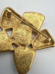 Anne Klein Vintage Enamel Star Brooch Gold Tone Multi Color 2in Retro 90s