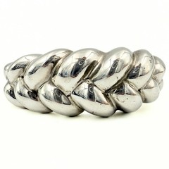 MCM Modernist Ribbed Sterling Silver Braided Cuff Bracelet